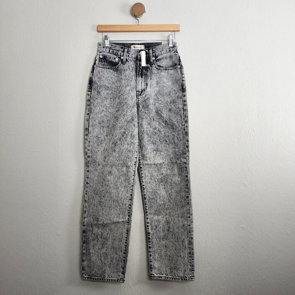 Madewell The Perfect Vintage Straight Leg Acid Wash Jeans High Rise Sz 25 Flaw